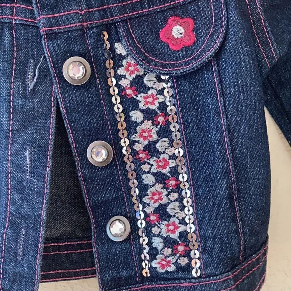 Girls Embroidered Jean Jacket - Picture 3 of 7